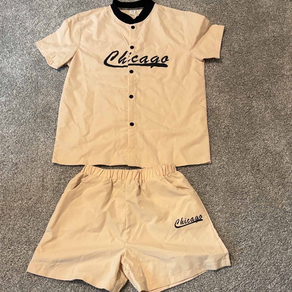 H&M Cream Kids Set with Black Script
